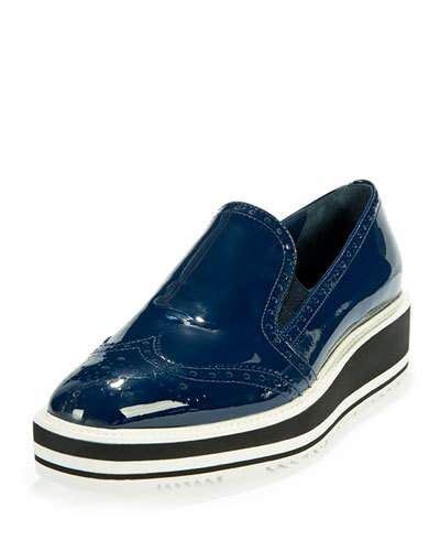 prada patent leather wing-tip loafer royal blue|blue Prada dress.